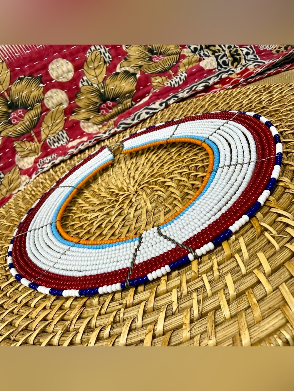 Vintage Traditional Maasai beaded wedding collar necklace